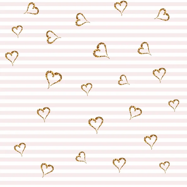 Abstractos corazones del Día de San Valentín. Corazones de oro. Fondo transparente para su diseño. Ilustración vectorial. Concepto de amor. Lindo fondo de pantalla. Buena idea para tu boda , — Vector de stock