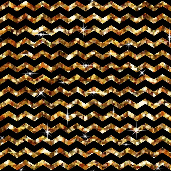 Padrão sem costura Zigzag. Modelo de estilo de efeito de ouro. Textura geométrica abstrata. Decoração vintage retro. Modelo de design para papel de parede, embrulho e decoração. Ilustração vetorial —  Vetores de Stock