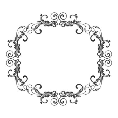 Vintage çerçeve. Dairesel Barok desen. Yuvarlak çiçek süsleme. Tebrik kartı. Düğün davetiyesi. Retro tarzı. Vektör logo şablonu, etiketleri ve rozetleri