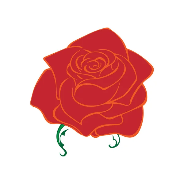 Croquis rose. Élément de conception de fleur. Illustration vectorielle. Conception élégante de contour floral. Symbole rouge isolé sur fond blanc. Rose abstraite. Bon pour la conception, le logo ou la décoration — Image vectorielle