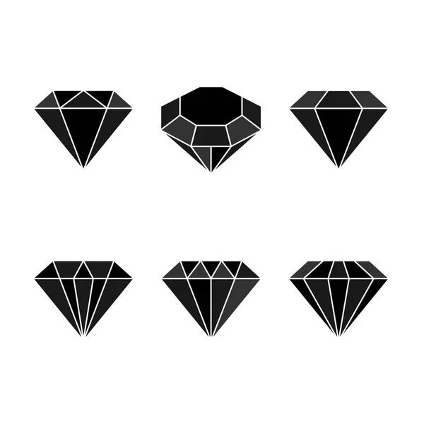 Diamantene Ikone. Vektorillustration. glänzende Kristallzeichen. Brillantstein. schwarzer Kristall isoliert auf weißem Hintergrund. Mode modernes Design. flaches Element. Symbolgeschenk, Juwel, Edelstein oder königlich, reich. — Stockvektor