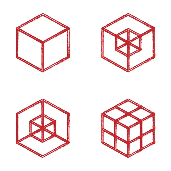 Набор геометрических кубов. Модные графические обозначения Векторная иллюстрация. Дизайн фона. Оптическая иллюзия 3D. Современная стильная абстрактная текстура. Шаблон для печати, текстиля, обертывания и украшения — стоковый вектор