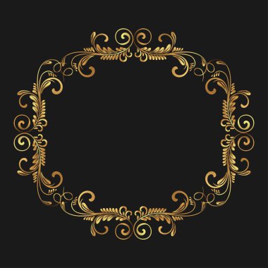 Vintage çerçeve. Dairesel Barok desen. Yuvarlak çiçek süsleme. Tebrik kartı. Düğün davetiyesi. Retro tarzı. Vektör logo şablonu, etiketleri ve rozetleri