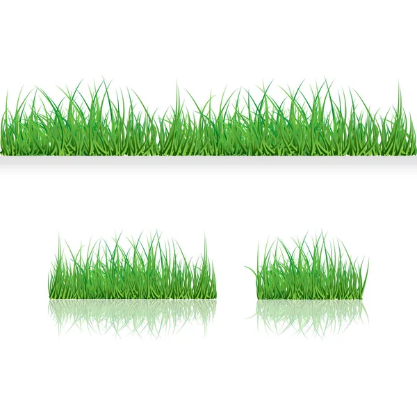 Set Green Grass Borders, Illustration vectorielle. Texture abstraite du champ. Symbole de l'été, plante, éco et naturel, croissance ou frais. Design pour carte, bannière. Modèle de prairie pour les produits d'impression . — Image vectorielle