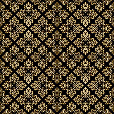 Güzel Kraliçe fleur de lys süsleme elemanları koyu arka plan üzerinde ile seamless modeli. Kraliyet moda illüstrasyon tarzında imzalar. Mükemmel Tekstil, kumaş, kağıt tasarımı.
