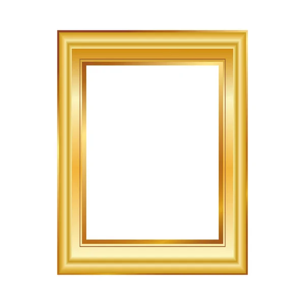 Golden frame isolated on white background. Classic style composition. Blank picture frame template. Modern design element for you product mock-up or presentation. — Stock Vector