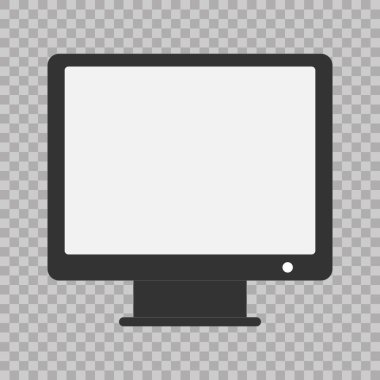 Bilgisayar kutsal kişilerin resmi, vektör çizim. Modern basit düz aygıt işareti. Internet bilgisayar kavramı. Trendy vektör mockup Web sitesi tasarım web düğmesini, mobil uygulama Logo illüstrasyon simgesi görüntülemek