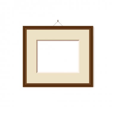 Ahşap çerçeve boyama veya beyaz zemin üzerine resim için. Klasik tarzı kompozisyon. Boş resim çerçevesi şablonu. Modern tasarım öğesi ürün mock-up veya sunum için.