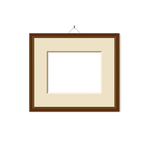 Dřevěný rám na obraz nebo obrázek na bílém pozadí. Klasický styl kompozice. Šablona rámeček prázdný obrázek. Moderní designový prvek pro produkt mock-up nebo prezentaci. — Stockový vektor