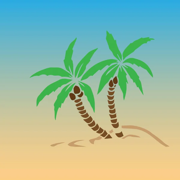 Palm träd silhuett på ön. Vektorillustration. Tropiska exotiska växt isolerad på bakgrunden. Moderna hipster stil kläder, affisch, broschyr design. — Stock vektor