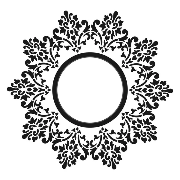 Vintage frame. Circulaire barokke patroon. Ronde bloemen sieraad. Wenskaart. Uitnodiging bruiloft. Retro-stijl. Vector logo sjabloon, labels en badges — Stockvector