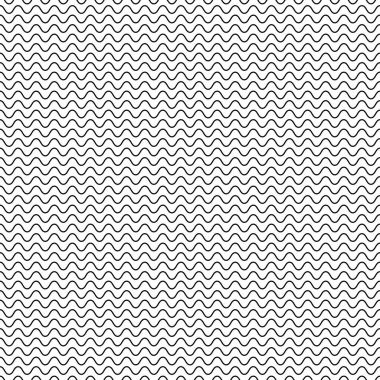 Siyah sorunsuz dalgalı çizgi deseni. Vektör çizim. Moda dalga tasarlamak. Geometrik dalga doku. Duvar kağıdı, sarma, kumaş, arka plan, giyim, diğer baskı üretimi için grafik stili.