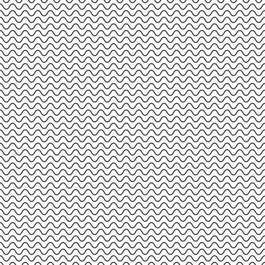 Siyah sorunsuz dalgalı çizgi deseni. Vektör çizim. Moda dalga tasarlamak. Geometrik dalga doku. Duvar kağıdı, sarma, kumaş, arka plan, giyim, diğer baskı üretimi için grafik stili.