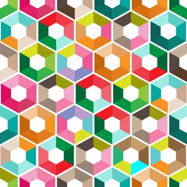Sechseck mit Farbdreiecken. abstrakter, nahtloser Hintergrund. Vektorillustration. bunte Polygon-Stil mit dreieckigen geometrischen Muster, Business-Hipster-Stil. — Stockvektor
