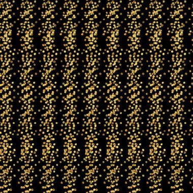 Dikişsiz dikey çizgili desen altın tozu ve siyah çizgiler satırlarına alternatif. Parlak parıldıyor, altın noktalar ve payetler zengin altın renkli siyah zemin üzerinde. Vektör çizim.
