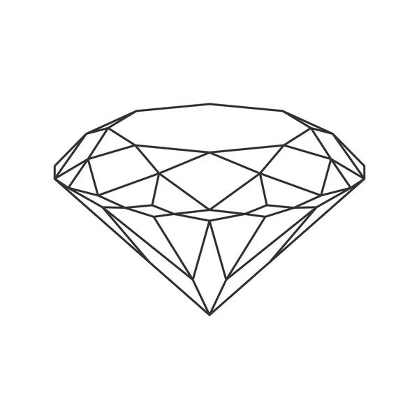 Diamant pictogram. Vectorillustratie. Glanzende kristal teken. Briljante stenen. Zwarte streek geïsoleerd op een witte achtergrond. Moderne modevormgeving. Platte element. Symbool cadeau, juweel, gem of royal, rijk. — Stockvector