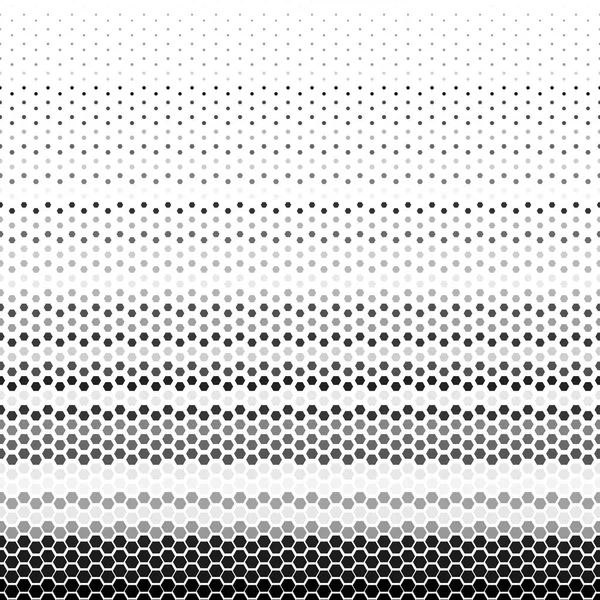 Resumen geométrico en blanco y negro gráfico patrón de hexágono semitono. Fondo de panal. Ilustración vectorial en malla, celosía, estructura tisular. Elemento de diseño para estampados, decoración, textil — Vector de stock