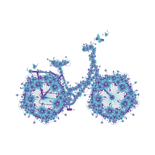 Bisiklet çiçekler, tasarım öğesi için düğün davetiyeleri, çiçek Fauna, anne gün, Sevgililer, t gömlek tasarım ve daha birçok ile. Vektör çizim dekoratif çiçek süsleme ve kelebekler.