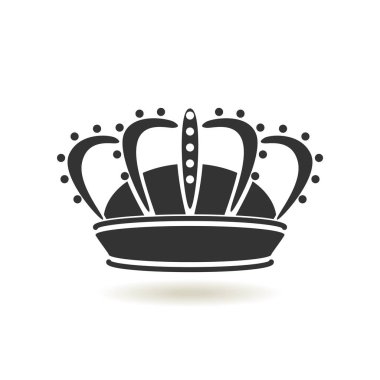 Taç simgesini trendy düz stil. Monarşi yetkilisi ile royal simgeleri. Tek renkli vintage antik kutsal kişilerin resmi. Web sitesi tasarımı, logo, app, UI taç simgesi. Vektör çizim, Eps10