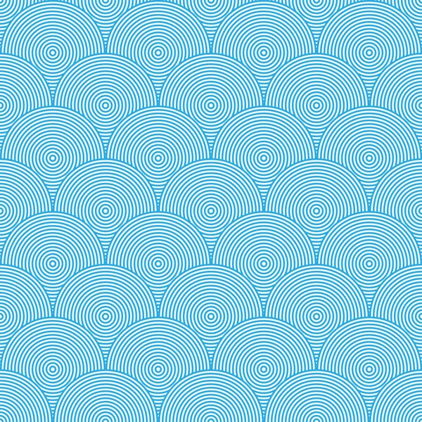 동그라미와 원활한 패턴 파란색과 흰색 벡터 일러스트입니다. 추상적인 그래픽 디자인 배경입니다. 현대적인 세련 된 추상 텍스처입니다. 인쇄, 섬유, 포장 및 장식 서식 파일 — 스톡 벡터