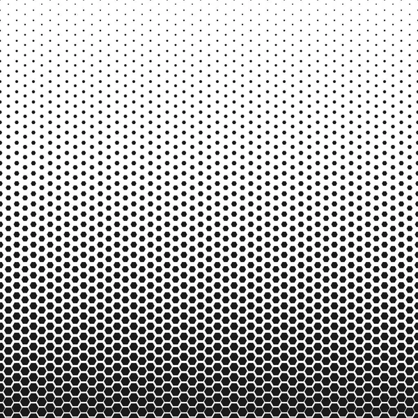 Abstrato geométrico preto e branco gráfico meio tom padrão hexágono. Fundo de favo de mel. Ilustração vetorial em malha, treliça, estrutura de tecido. Elemento de design para estampas, decoração, têxtil — Vetor de Stock