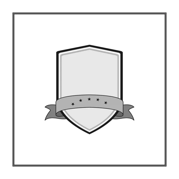 Escudo con cinta y estrellas en estilo plano de moda aislado sobre fondo blanco. Logo Herald y escudo medieval símbolo para el diseño de su sitio web, logotipo. Ilustración vectorial. EPS10 . — Archivo Imágenes Vectoriales