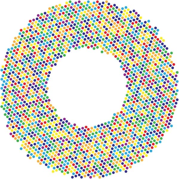 圆点设计项目。半色调效果矢量图。在白色背景的彩色点。Colrful 森伯斯特背景。圆框设计模板. — 图库矢量图片