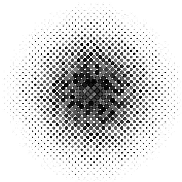 Circle with dots for Design Project. Halftone effect vector illustration. Colorful dots on white background. Black and white Sunburst background. Round frame design template. — Stock Vector