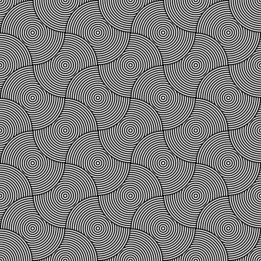 Siyah ve beyaz daireler ile seamless modeli. Vektör çizim. Soyut grafik tasarım arka plan. Modern şık soyut doku. Şablon baskı, tekstil, ambalaj ve dekorasyon için