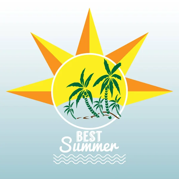 Summer label lettering typography vector illustration on light background. Elementos de design vintage, logotipos, rótulos, ícones, objetos e desenhos caligráficos. Férias de verão . — Vetor de Stock