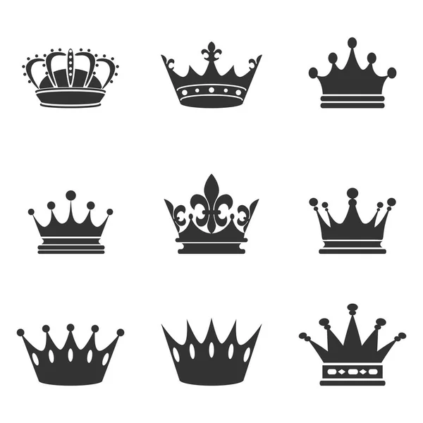 Collection of crown silhouette.Monarchy authority and royal symbols. Monochrome vintage antique icons. Crown symbol for your web site design, logo, app, UI. Vector illustration, EPS10. — Stock Vector