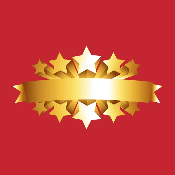 Gold star award with shiny ribbon with space for your text. It can be used for decorating of invitations, greeting cards.Vector Illustration. — Stock Vector