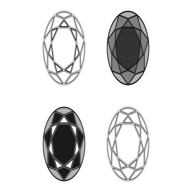 Elmas simgesi ayarla. Illustration.Shiny kristal işareti vektör. Parlak taş. Siyah kontur beyaz arka plan üzerinde izole. Moda modern tasarım. Düz öğe. Sembol hediye, mücevher, mücevher veya royal, zengin.