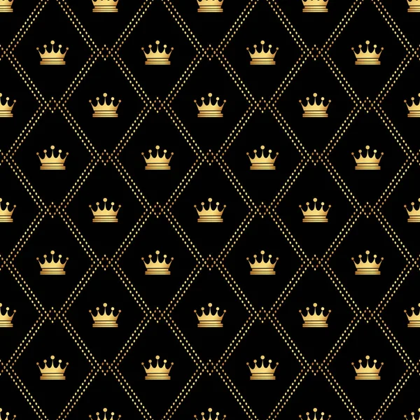 Altın kron ile soyut seamless modeli. Lüks arka plan tasarımı. Modern şık doku. Vektör çizim. Duvar kağıdı için kullanılabilir, desen doldurur, web sayfası, arka plan, yüzey dokuları.