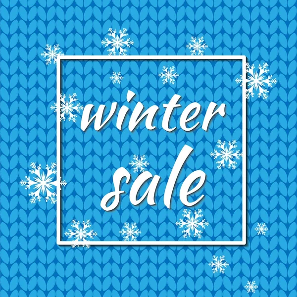 Kış indirimi. Vektör çizim. Kış kar taneleri ve mevsimlik promosyon için ışıkları ile mavi renk arka plan. Kullanılabilmesi için bir afiş, davetiye, etiket, el ilanı.