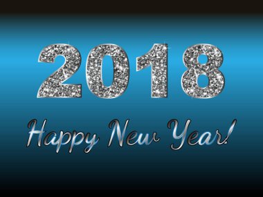 Mutlu yeni yıl 2018. Vektör arka plan. Tipografik dilek ve kış tatil öğeleri koyu arka plan üzerinde. Resimde Xmas için tebrik. Şablon için davet, el ilanı, afiş, poster, horoz yıl.