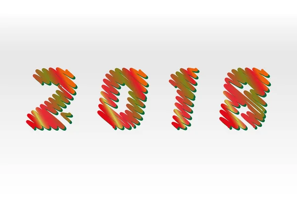 Mutlu yeni yıl 2018. Kroki renkler farklı harfler karalamak gibi yapılır. Beyaz arka plan üzerinde izole renkli kroki yazı vektör koleksiyon. Tipografik dilek ve kış tatili öğeleri — Stok Vektör