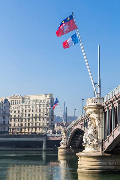 French flag flying on a bridge — Stock Photo, Image