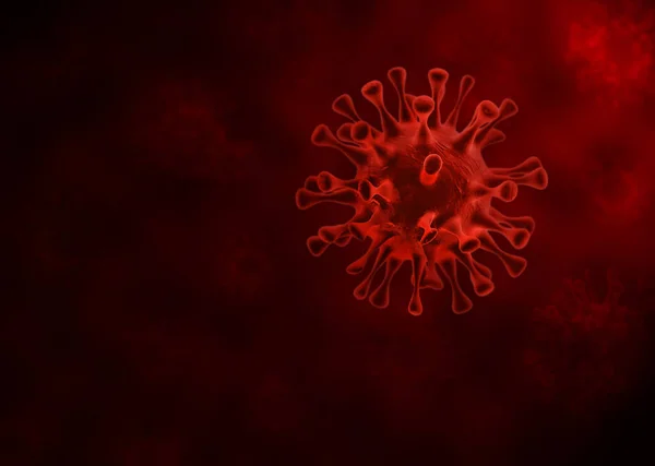 Représentation Détaillée Virus Sur Sang Rouge Contexte — Photo