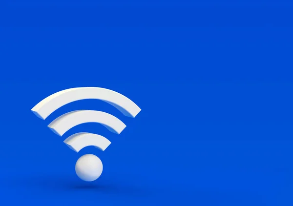 Ilustracja Objętościowa Ikona Wifi Niebieskim Tle — Zdjęcie stockowe