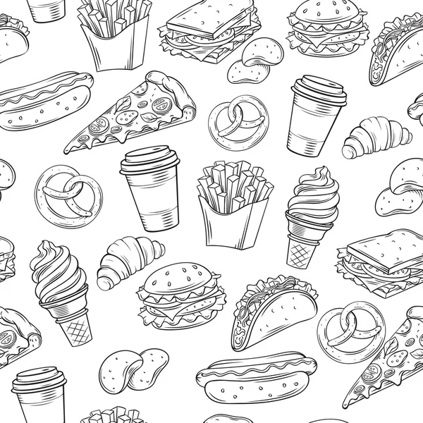 Comida rápida patrón decorativo sin costura . — Vector de stock