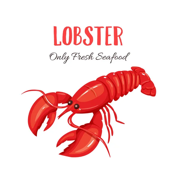 Lobster Vector Illustration Cartoon Style Seafood Product Design — Stock Vector