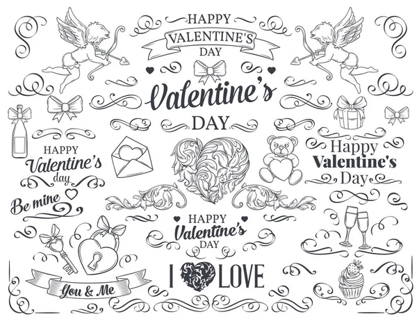 Élément Design Saint Valentin Calligraphie Éléments Décoration Page Design Tourbillon — Image vectorielle