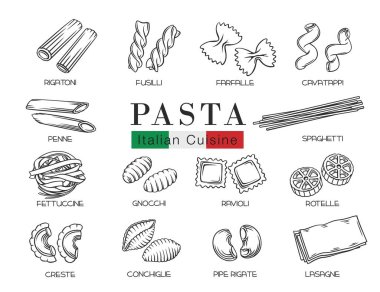 Types Italian pasta or macaron clipart