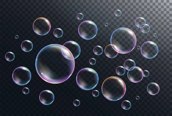 Realistic soap bubbles — Stock Vector