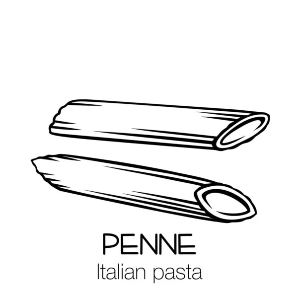 Icône contour des pâtes Penne — Image vectorielle