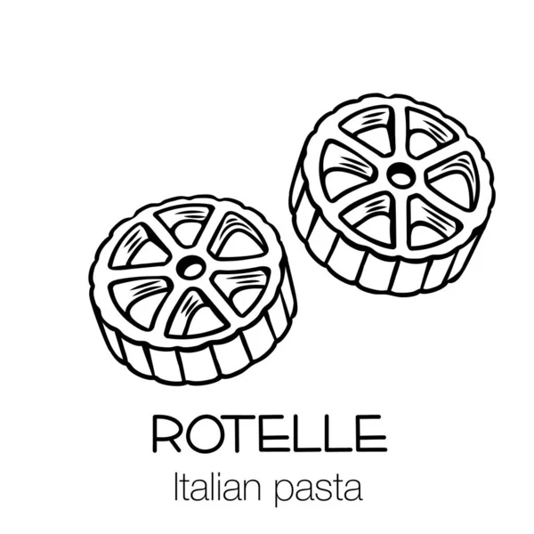 Icono de esquema de pasta Rotelle . — Archivo Imágenes Vectoriales