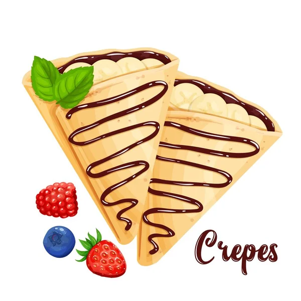 Crepes with bananas and chocolate — Stock Vector