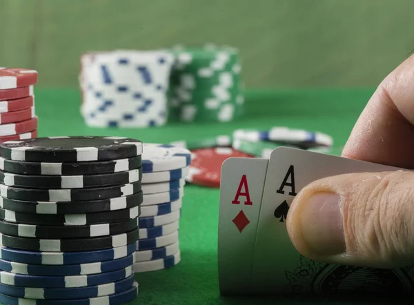 Online Casino Poker Banner Şablon Düzeni Yeşil Tablo — Stok fotoğraf