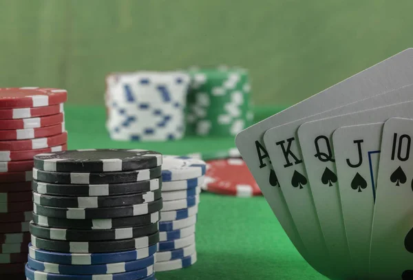 Online Casino Poker Banner Şablon Düzeni Yeşil Tablo — Stok fotoğraf